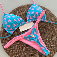 Print Halter Thong Bikini Set