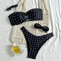 Vintage Polka Dot Bandeau Bikini Set