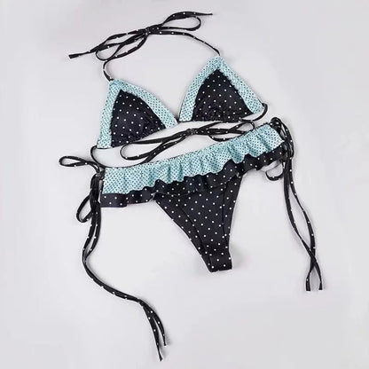 Polka Dot Ruffle Skirt Bikini Set