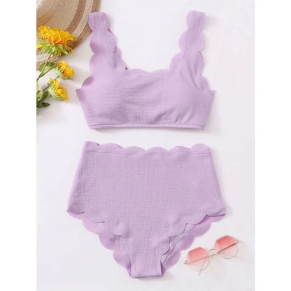 Floral-Edge High-Waist Bikini Set