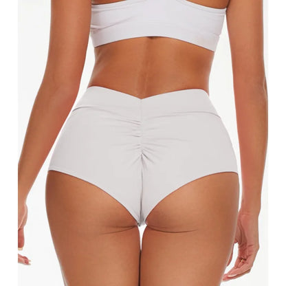 High-Waist Pleated Swim Shorts