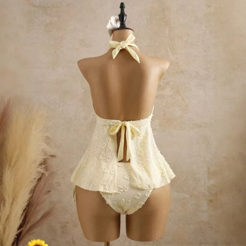 Jacquard Halter Bikini Set