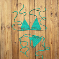 Knit Halter Triangle Bikini Set