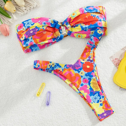 Floral Bandeau Bikini Set