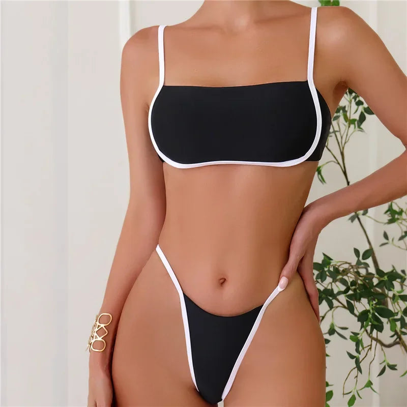 Velourance™ Ruched "Spaghetti" Strap Bikini Set