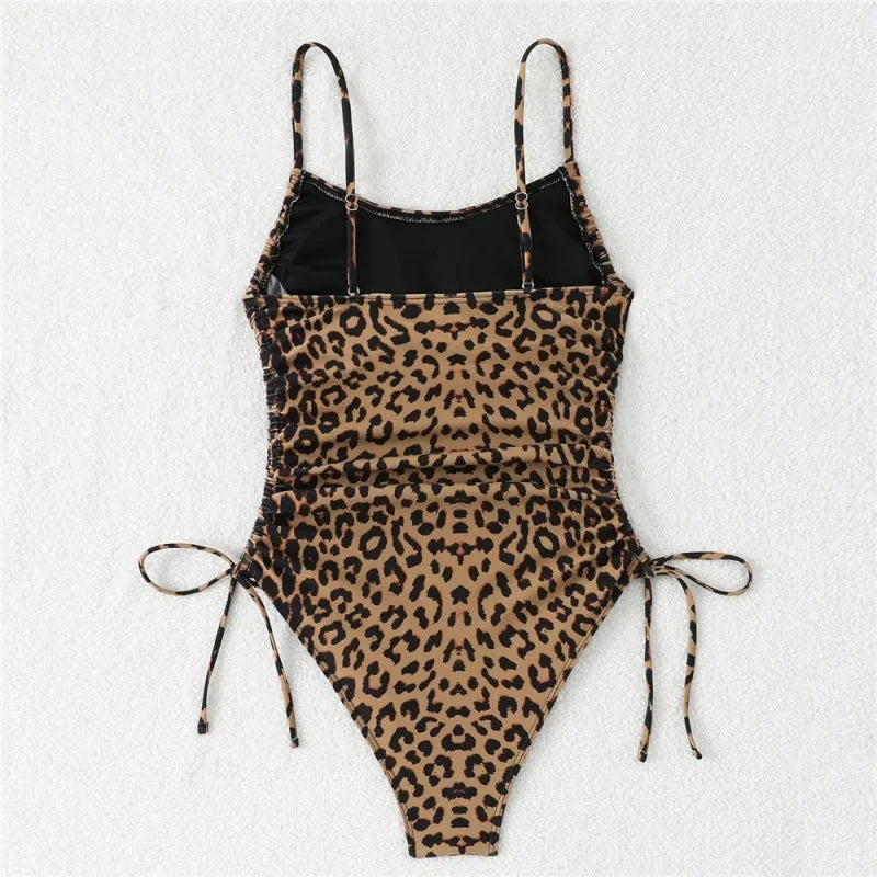 Leopard Pleated One-Piece Swimsuit