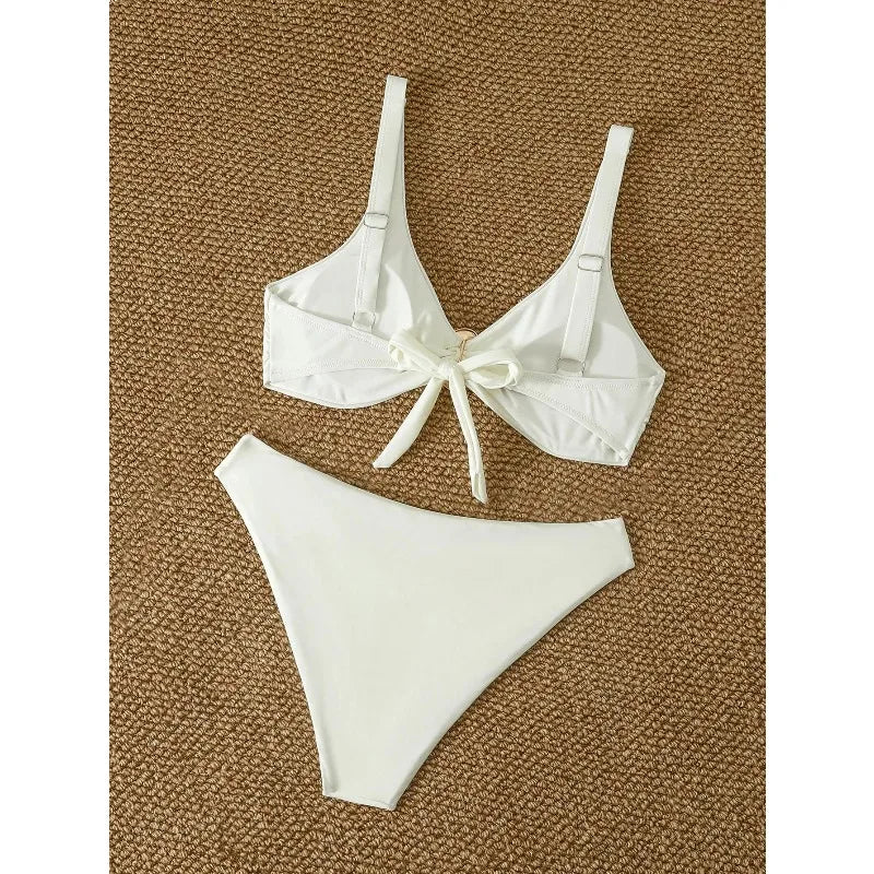 White Gold Buckle Bikini Set