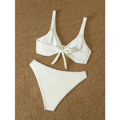 White Gold Buckle Bikini Set