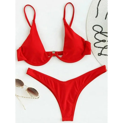 Split Bikini Push Up Swimsuit Women Sexy Triangle High Cut Thong Bikini Set Summer 2025 New Beach Vacation Bathing Suit 2 Piece - AliExpress 200000345