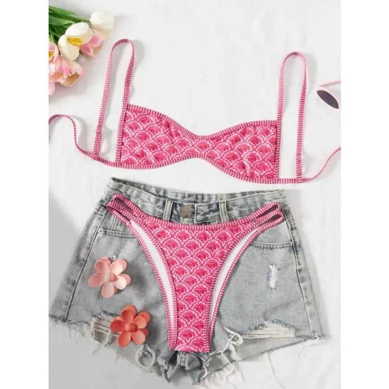 Sexy Vintage Polka Dot Bikini Set Women 2026 Summer Backless Hollow Out Thong Split Swimsuit Vacation Pool Fashion Bathing Suit - AliExpress
