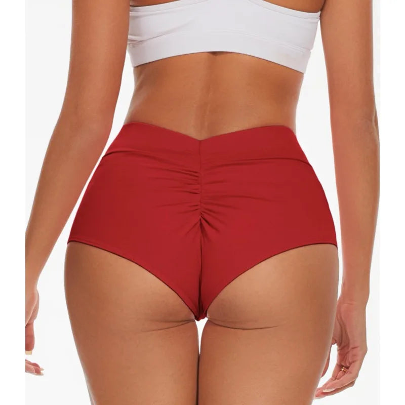 High-Waist Pleated Swim Shorts