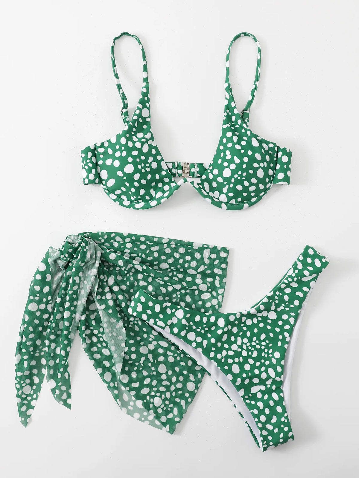 Leopard Print Bikini Set Women Swimwear Sexy Split Bikini Push Up Bandage Beach Cover Up Summer 2025 New Holiday Bathing Suit