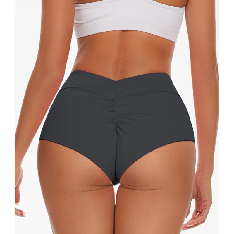 High-Waist Pleated Swim Shorts