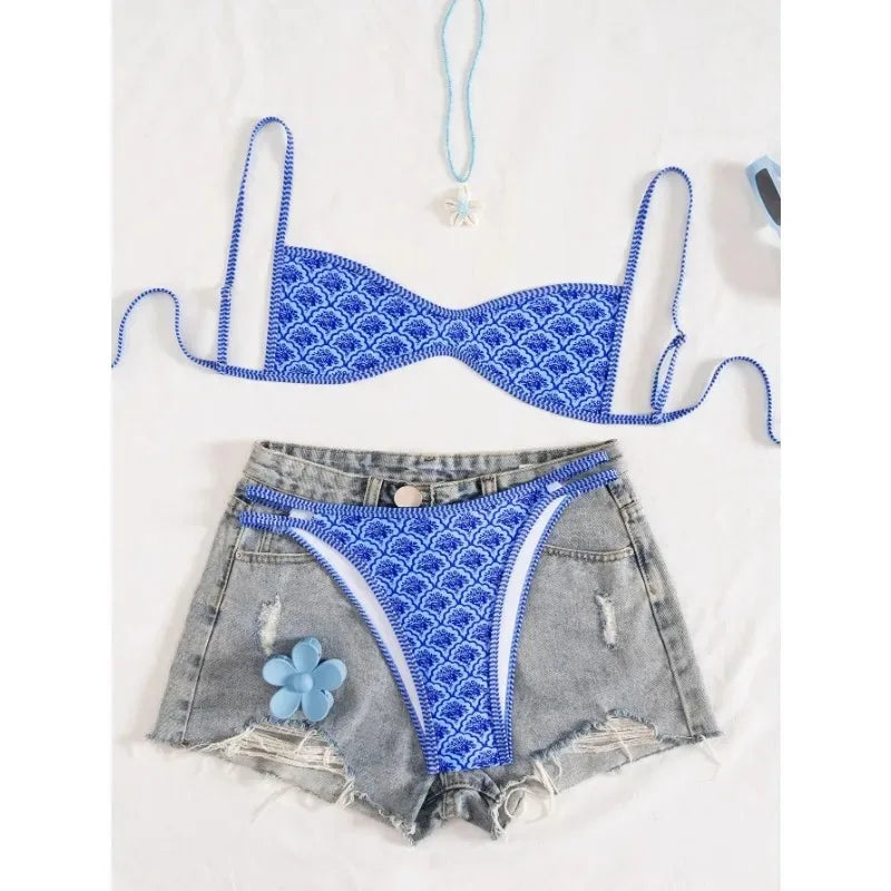 Sexy Vintage Polka Dot Bikini Set Women 2026 Summer Backless Hollow Out Thong Split Swimsuit Vacation Pool Fashion Bathing Suit - AliExpress
