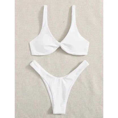 Sexy Micro Bikini Bathing Suit Women Solid Color Split Bondage Bikini Push Up Summer 2025 New Swimsuit 2 Piece Beachwear Biquini