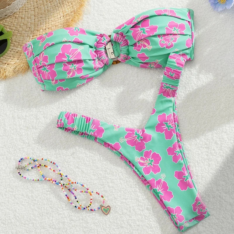 Floral Bandeau Bikini Set