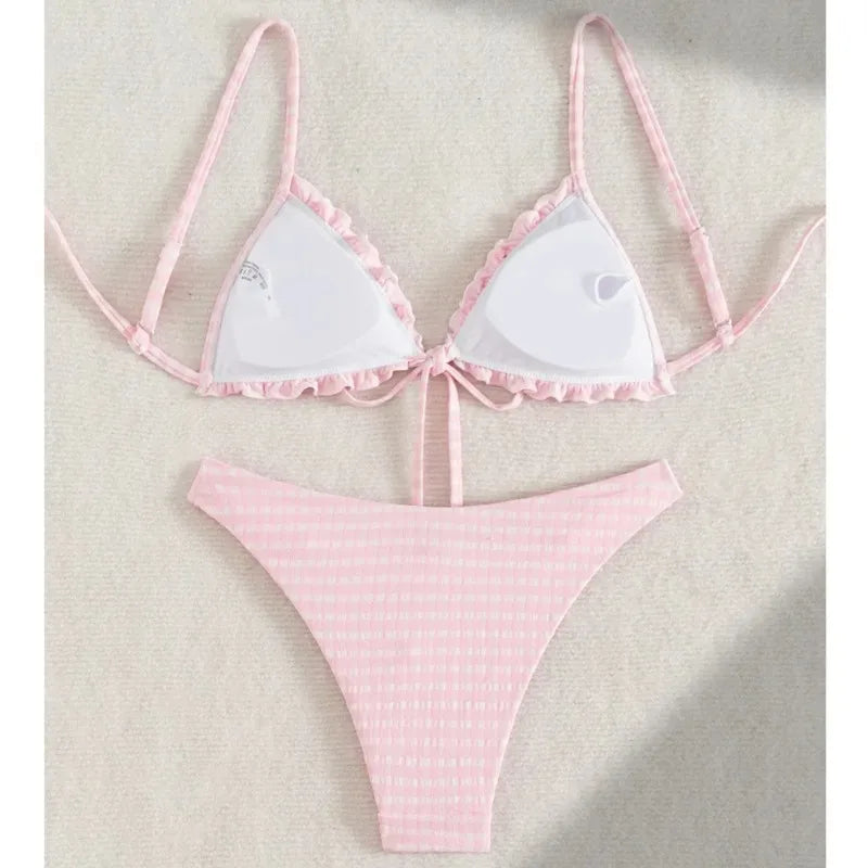 Plaid Print Two Piece Bikini Set