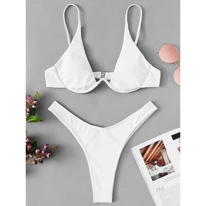 Split Bikini Push Up Swimsuit Women Sexy Triangle High Cut Thong Bikini Set Summer 2025 New Beach Vacation Bathing Suit 2 Piece - AliExpress 200000345