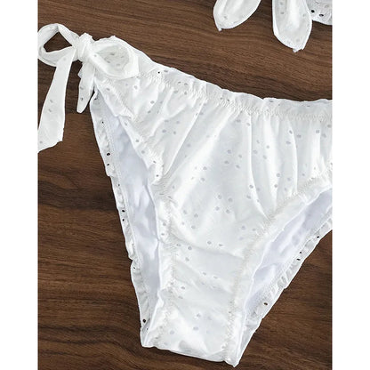Ruffle Bow Suspender Bikini Set