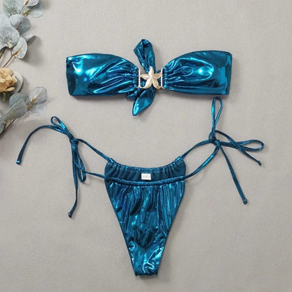 Starfish Buckle Bandeau Bikini Set