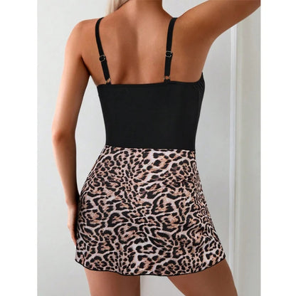 Sexy One Piece Swimsuit Women Spliced Print Beach Dress Lace Up Bathing Suit Summer 2025 New Swimming Swim Suit Female Beachwear