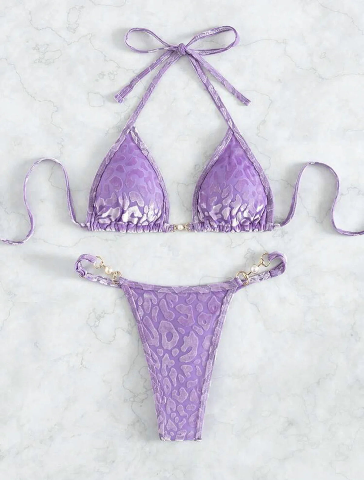 Leopard Lace-Up Bikini Set