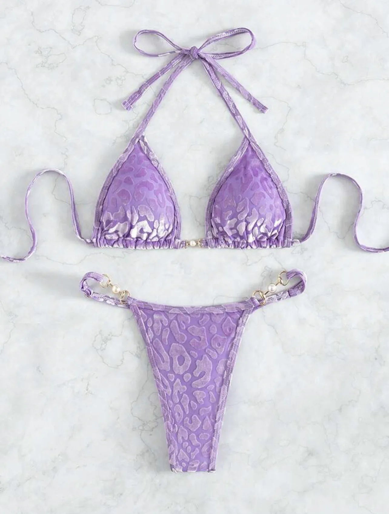 Leopard Lace-Up Bikini Set