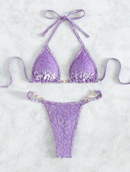 Leopard Lace-Up Bikini Set