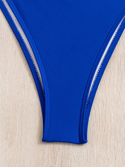 Solid Lace-Up High-Cut Thong Bikini