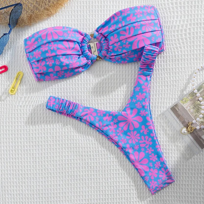 Floral Bandeau Bikini Set