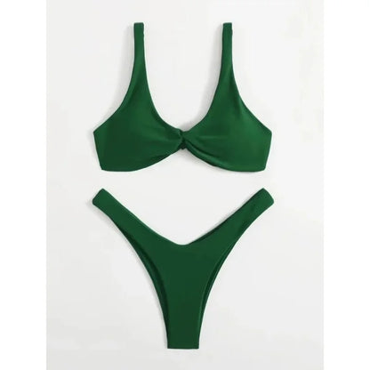 Sexy Micro Bikini Bathing Suit Women Solid Color Split Bondage Bikini Push Up Summer 2025 New Swimsuit 2 Piece Beachwear Biquini