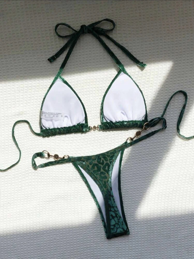 Leopard Lace-Up Bikini Set