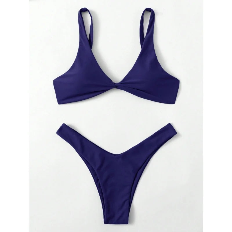 Sexy Micro Bikini Bathing Suit Women Solid Color Split Bondage Bikini Push Up Summer 2025 New Swimsuit 2 Piece Beachwear Biquini