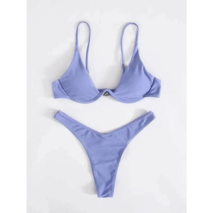 Split Bikini Push Up Swimsuit Women Sexy Triangle High Cut Thong Bikini Set Summer 2025 New Beach Vacation Bathing Suit 2 Piece - AliExpress 200000345