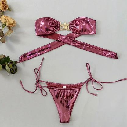 Starfish Buckle Bandeau Bikini Set