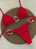 Gold Buckle Tie-Up Bikini Set