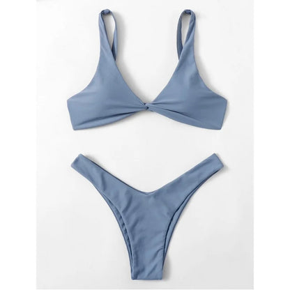 Sexy Micro Bikini Bathing Suit Women Solid Color Split Bondage Bikini Push Up Summer 2025 New Swimsuit 2 Piece Beachwear Biquini
