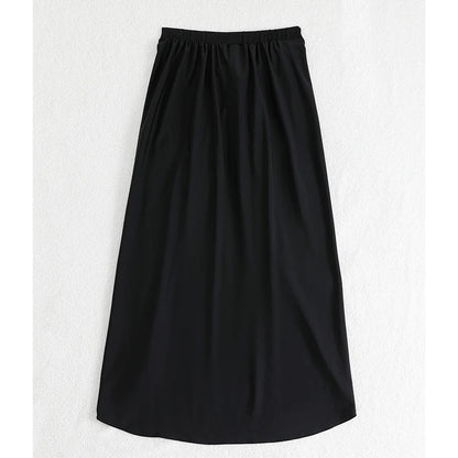 Fashion Solid Beach Dress Women's Casual Elastic High Waist Slit Long Skirt Summer 2025 New Beachwear Spice Girl Bikini Cover Up