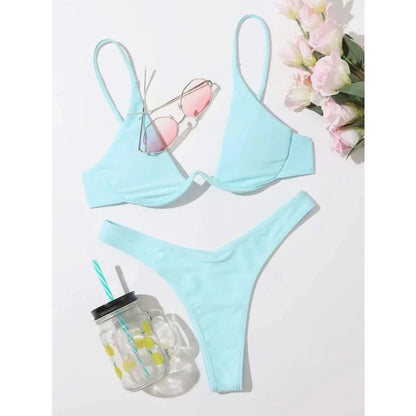 Split Bikini Push Up Swimsuit Women Sexy Triangle High Cut Thong Bikini Set Summer 2025 New Beach Vacation Bathing Suit 2 Piece - AliExpress 200000345