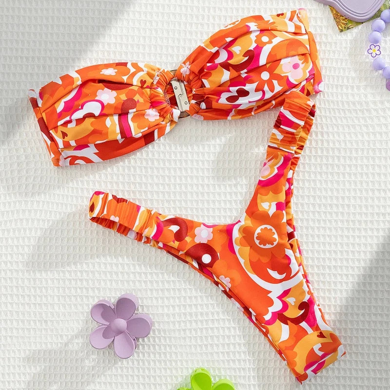 Floral Bandeau Bikini Set