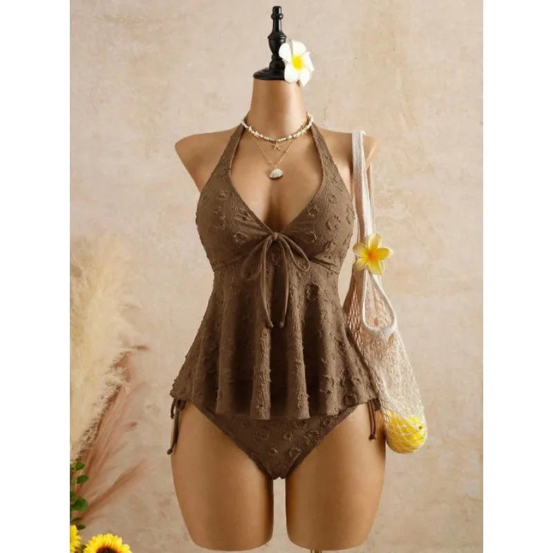 Jacquard Halter Bikini Set