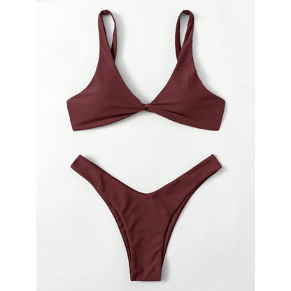 Sexy Micro Bikini Bathing Suit Women Solid Color Split Bondage Bikini Push Up Summer 2025 New Swimsuit 2 Piece Beachwear Biquini