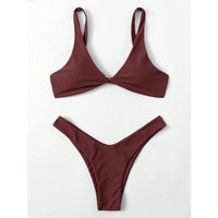 Sexy Micro Bikini Bathing Suit Women Solid Color Split Bondage Bikini Push Up Summer 2025 New Swimsuit 2 Piece Beachwear Biquini
