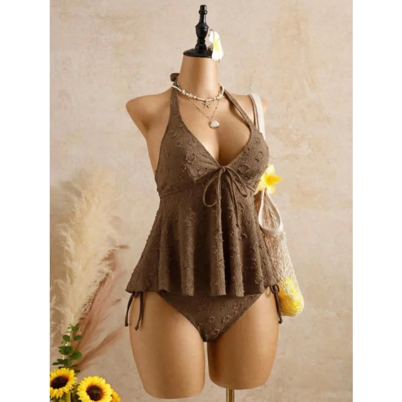 Jacquard Halter Bikini Set