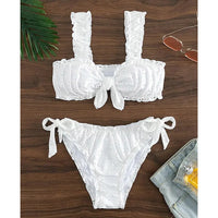 Ruffle Bow Suspender Bikini Set