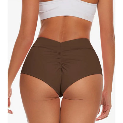 High-Waist Pleated Swim Shorts