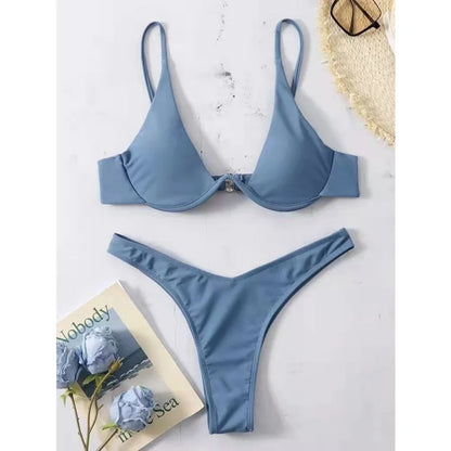 Split Bikini Push Up Swimsuit Women Sexy Triangle High Cut Thong Bikini Set Summer 2025 New Beach Vacation Bathing Suit 2 Piece - AliExpress 200000345