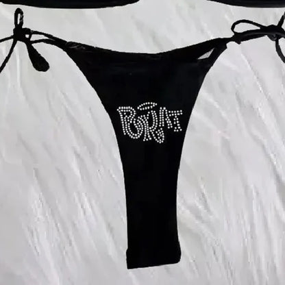"BRAT" Diamond Lace-Up Triangle Bikini Set