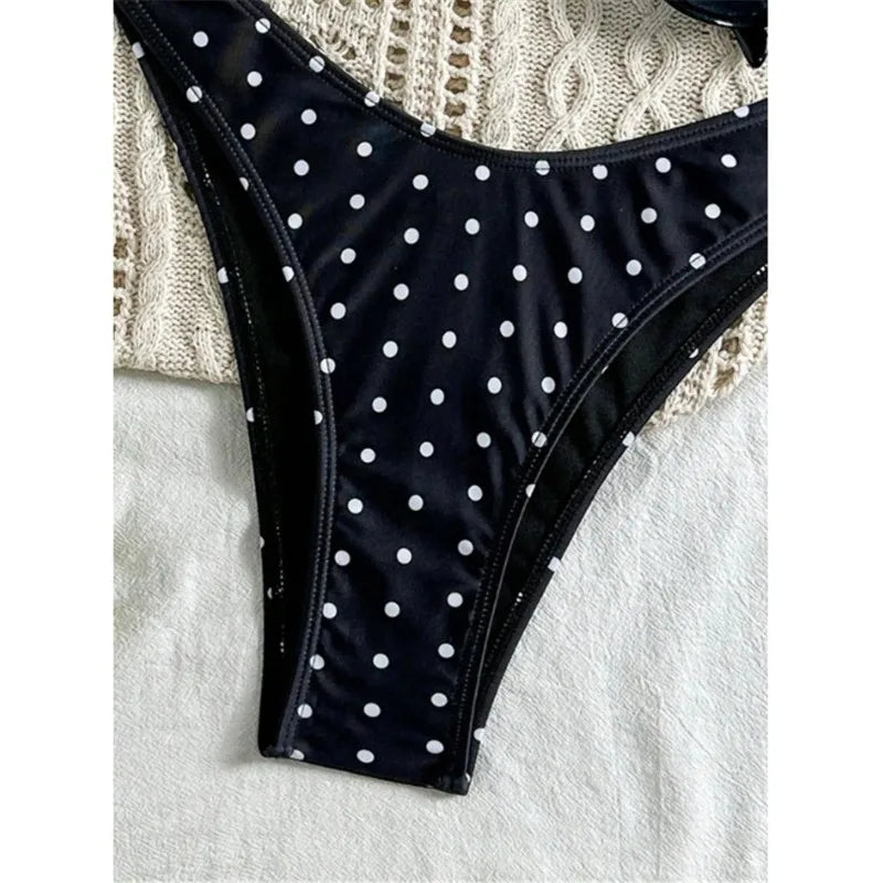 Vintage Polka Dot Bandeau Bikini Set