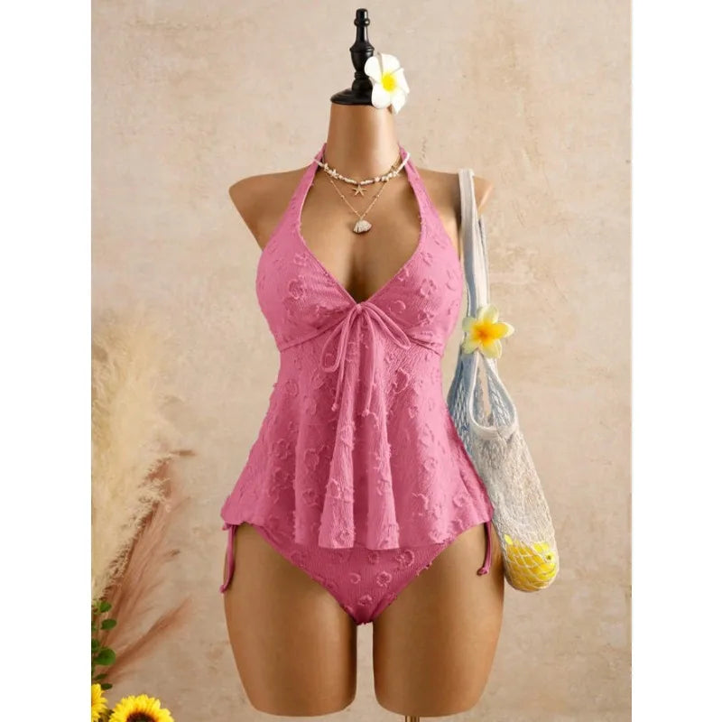 Jacquard Halter Bikini Set
